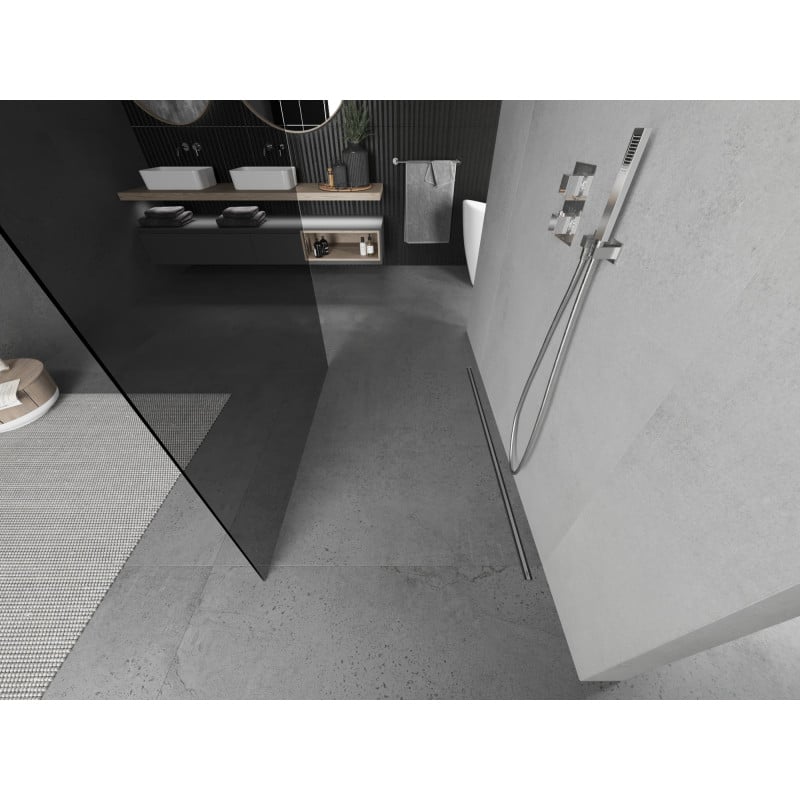 Mexen Kioto freistehende Duschwand 120 x 200 cm, graphit 8 mm, chrom - 800-120-002-01-40