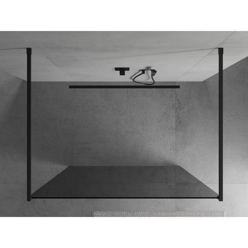 Mexen Kioto freistehende Duschwand 120 x 200 cm, Graphit 8 mm, Schwarz - 800-120-002-70-40