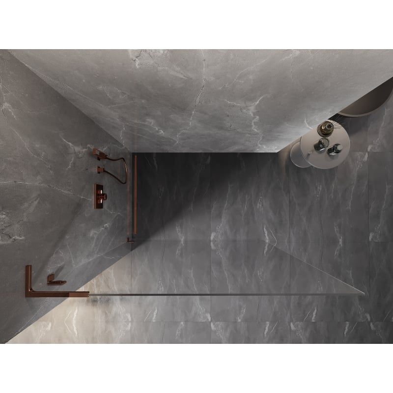 Mexen Lunar L Duschwand Walk-in links 90 x 200 cm, transparent 8 mm, Roségold - 830L-090-000-60-00-L