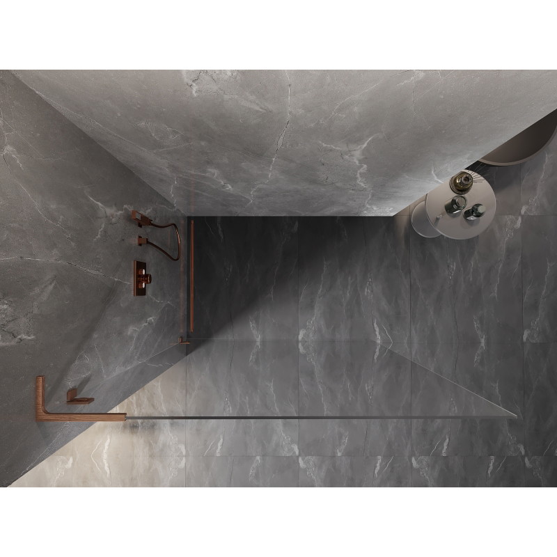 Mexen Lunar L Duschwand Walk-in links 70 x 200 cm, transparent 8 mm, gebürstetes Kupfer - 830L-070-000-65-00-L