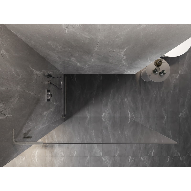 Mexen Lunar L Walk-In Duschwand links 60 x 200 cm, transparent 8 mm, gebürstetes Nickel - 830L-060-000-97-00-L