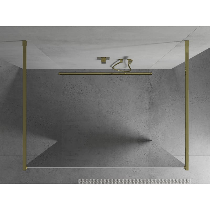 Mexen Kioto freistehende Duschwand 100 x 200 cm, Spiegel 8 mm, Gold - 800-100-002-50-50
