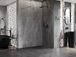Mexen Lunar Duschwand Walk-in rechts 100 x 200 cm, transparent 8 mm, Gun Metal - 830-100-000-95-00-P