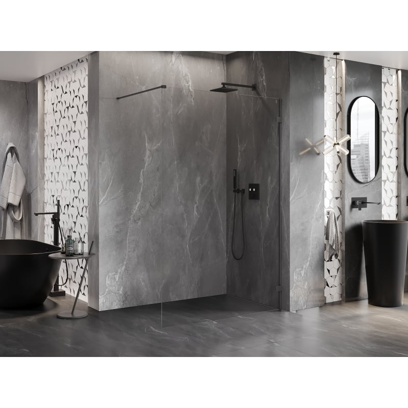 Mexen Lunar Duschwand Walk-in rechts 160 x 200 cm, transparent 8 mm, Gun Metal - 830-160-000-95-00-P