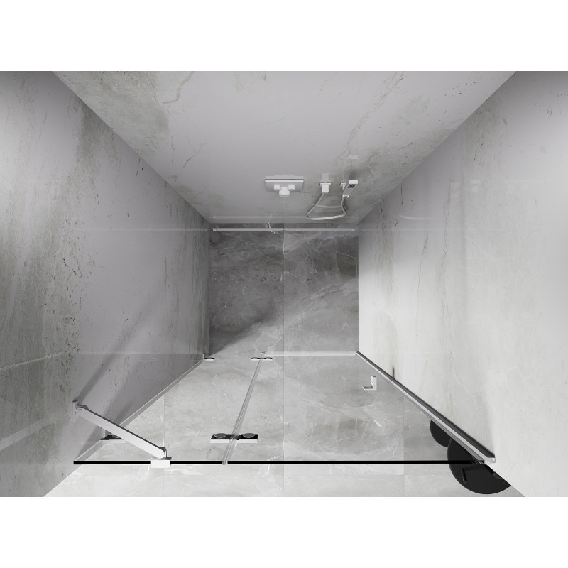 Mexen Lunar Duschpendeltür links 75 cm, transparent, weiß - 834-075-000-20-00-L
