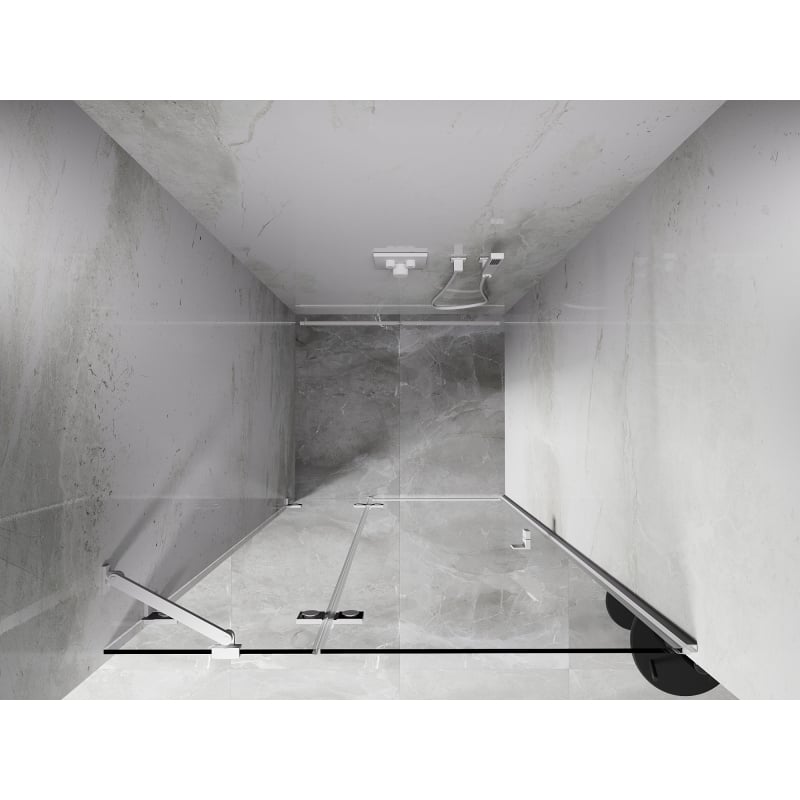 Mexen Lunar Duschdoppeltüren links 95 cm, transparent, weiß - 834-095-000-20-00-L