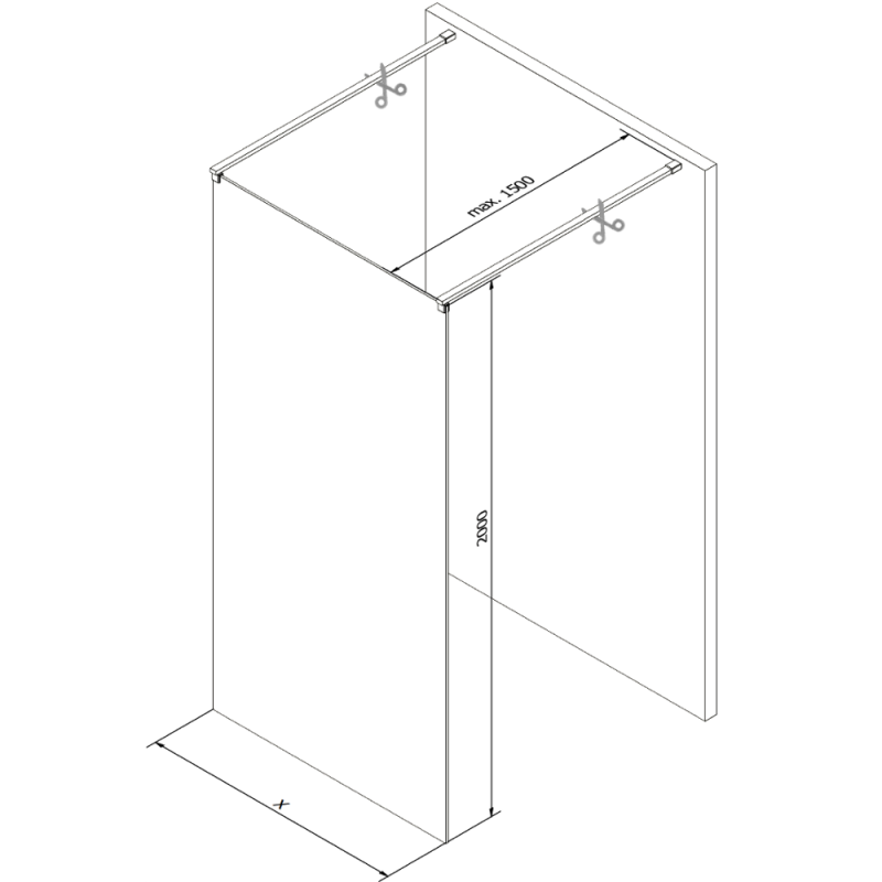 Mexen Kioto freistehende Duschwand 100 x 200 cm, schwarzer Rahmen 8 mm, schwarz - 800-100-002-70-70