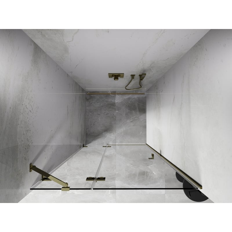 Mexen Lunar Schwingtür-Duschkabine links 125 cm, transparent, gold - 834-125-000-50-00-L