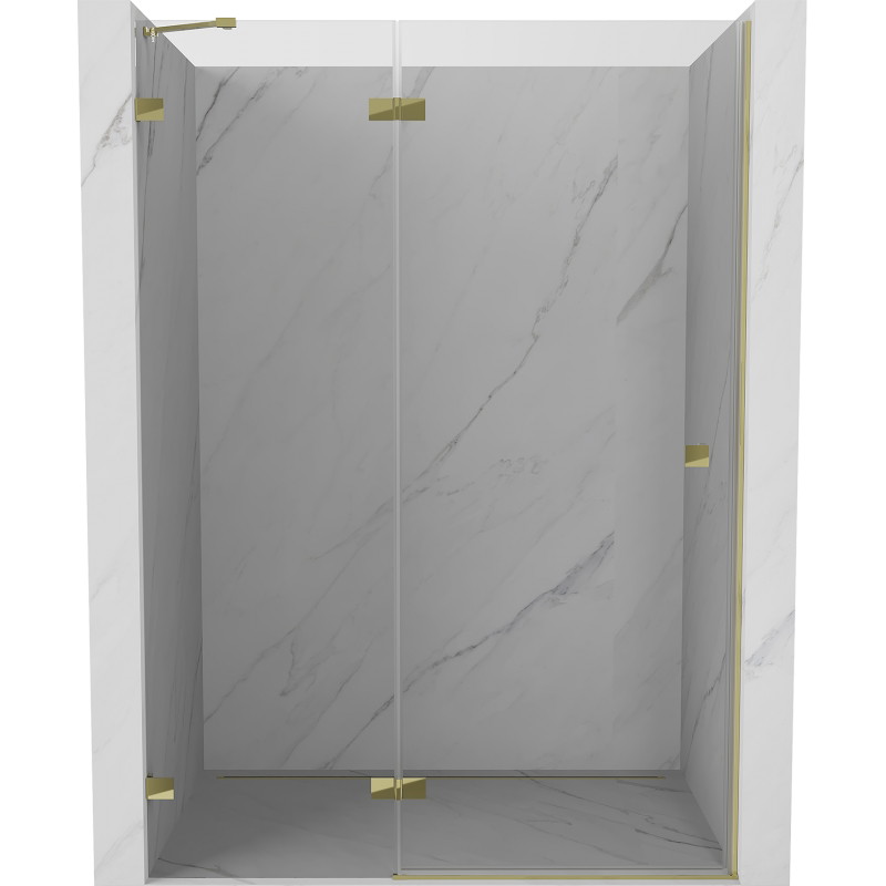 Mexen Lunar Duschwand links öffnend 130 cm, transparent, gold - 834-130-000-50-00-L