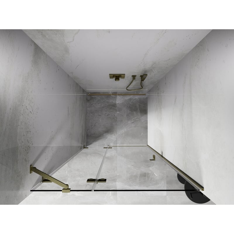 Mexen Lunar Duschdrehtür links 75 cm, transparent, gebürstetes Gold - 834-075-000-55-00-L