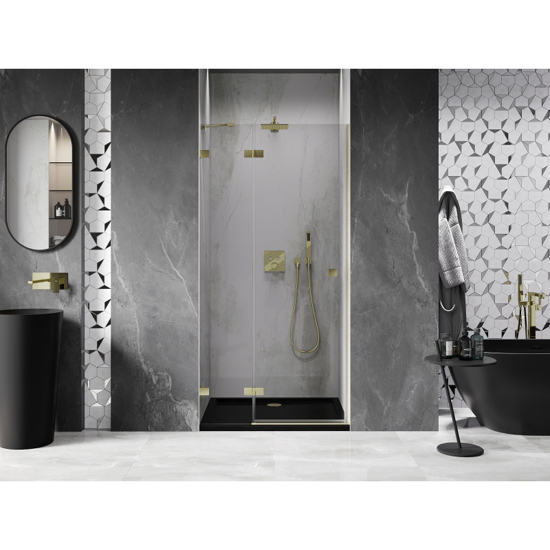 Mexen Lunar Duschklapptür links 105 cm, transparent, gebürstetes Gold - 834-105-000-55-00-L