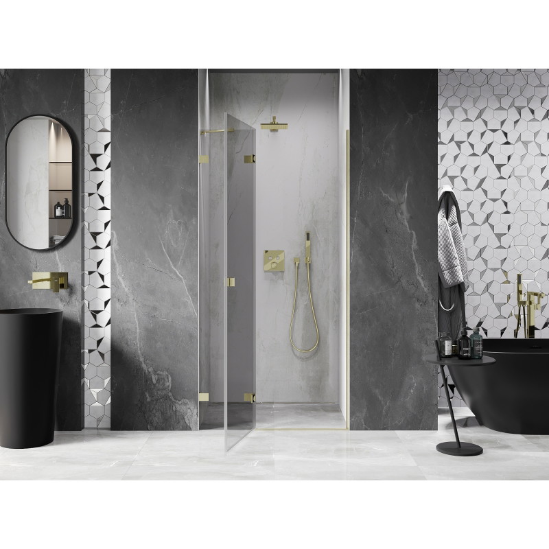 Mexen Lunar Duschklapptür links 105 cm, transparent, gebürstetes Gold - 834-105-000-55-00-L