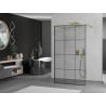 Mexen Kioto Freistehende Duschwand 110 x 200 cm, schwarzes Gitter 8 mm, Gold - 800-110-002-50-77