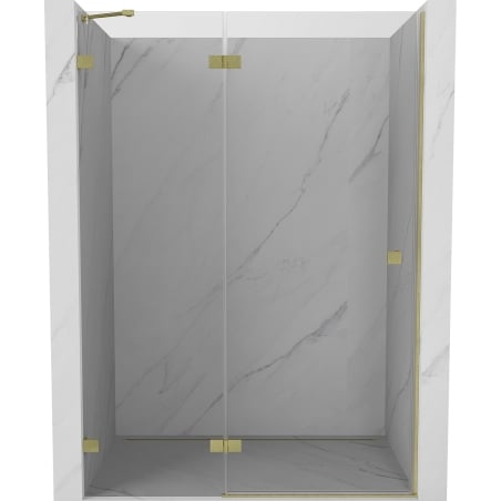 Mexen Lunar Duschabtrennung, links anschlagend, 130 cm, transparent, gebürstetes Gold - 834-130-000-55-00-L