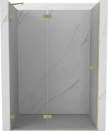 Mexen Lunar Duschabtrennung, links anschlagend, 130 cm, transparent, gebürstetes Gold - 834-130-000-55-00-L