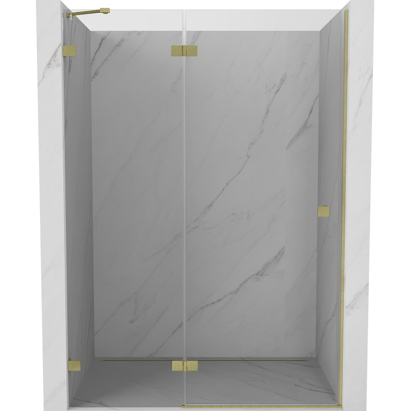 Mexen Lunar Duschdrehentür links 135 cm, transparent, gebürstet gold - 834-135-000-55-00-L