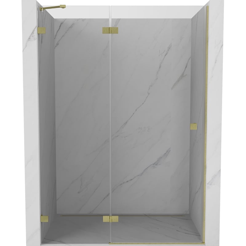 Mexen Lunar Dusch-Schwingtür links 140 cm, transparent, gebürstetes Gold - 834-140-000-55-00-L