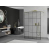 Mexen Kioto Freistehende Duschwand 130 x 200 cm, schwarzes Gitter 8 mm, gold - 800-130-002-50-77