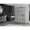 Mexen Kioto Freistehende Duschwand 140 x 200 cm, schwarze Gitter 8 mm, gold - 800-140-002-50-77