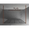 Mexen Kioto Freistehende Duschwand 130 x 200 cm, schwarzes Raster 8 mm, Roségold - 800-130-002-60-77