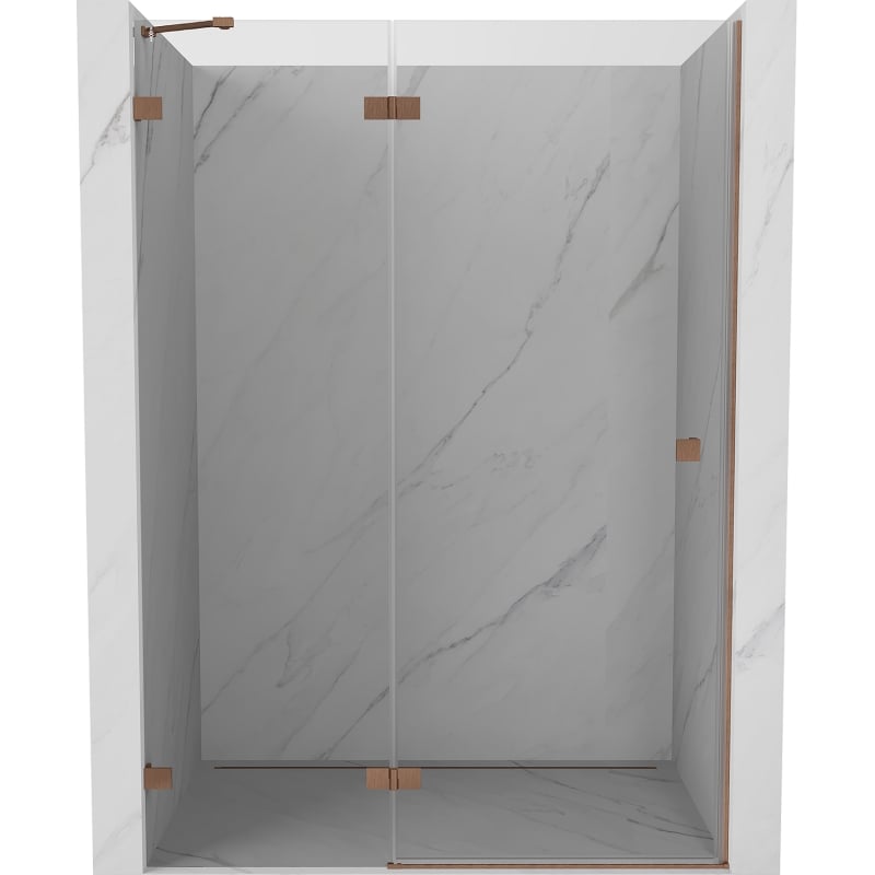 Mexen Lunar Dusch-Schwenktür links 130 cm, transparent, gebürstetes Kupfer - 834-130-000-65-00-L