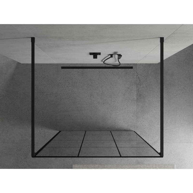 Mexen Kioto Freistehende Duschwand 110 x 200 cm, schwarzes Gitter 8 mm, schwarz - 800-110-002-70-77