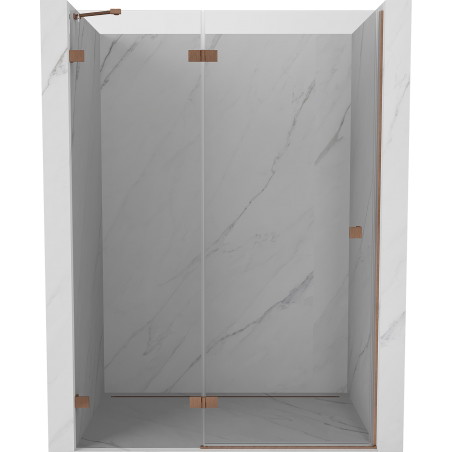 Mexen Lunar Duschdrehtür links 140 cm, transparent, gebürstetes Kupfer - 834-140-000-65-00-L