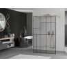 Mexen Kioto freistehende Duschwand 130 x 200 cm, schwarzes Muster 8 mm, gold - 800-130-002-50-78