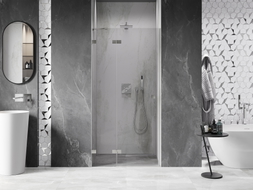 Mexen Lunar Duschpendeltür links 80 cm, transparent, gebürsteter Nickel - 834-080-000-97-00-L