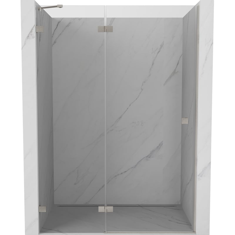Mexen Lunar Duschfaltür links 130 cm, transparent, gebürstetes Nickel - 834-130-000-97-00-L