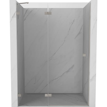 Mexen Lunar Duschfaltür links 130 cm, transparent, gebürstetes Nickel - 834-130-000-97-00-L