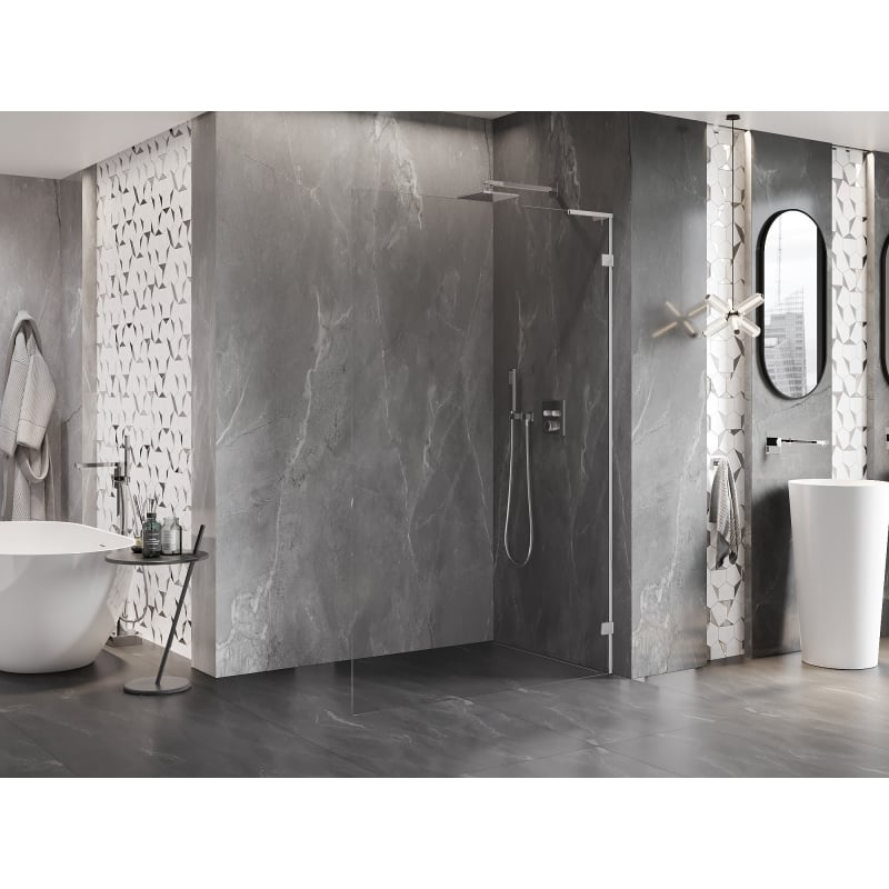 Mexen Lunar L Duschwand Walk-in rechts 80 x 200 cm, transparent 8 mm, Chrom - 830L-080-000-01-00-P