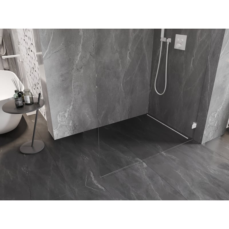 Mexen Lunar L Duschwand Walk-in rechts 50 x 200 cm, transparent 8 mm, weiß - 830L-050-000-20-00-P