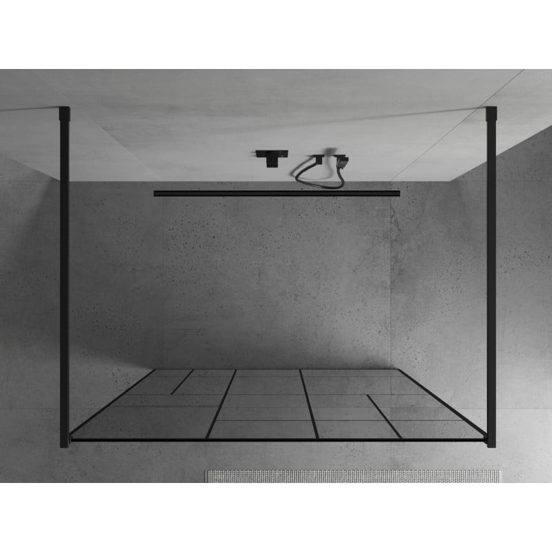 Mexen Kioto freistehende Duschwand 110 x 200 cm, schwarzes Muster 8 mm, schwarz - 800-110-002-70-78