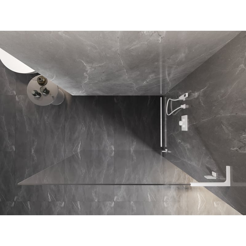 Mexen Lunar L Duschwand Walk-in rechts 90 x 200 cm, transparent 8 mm, weiß - 830L-090-000-20-00-P