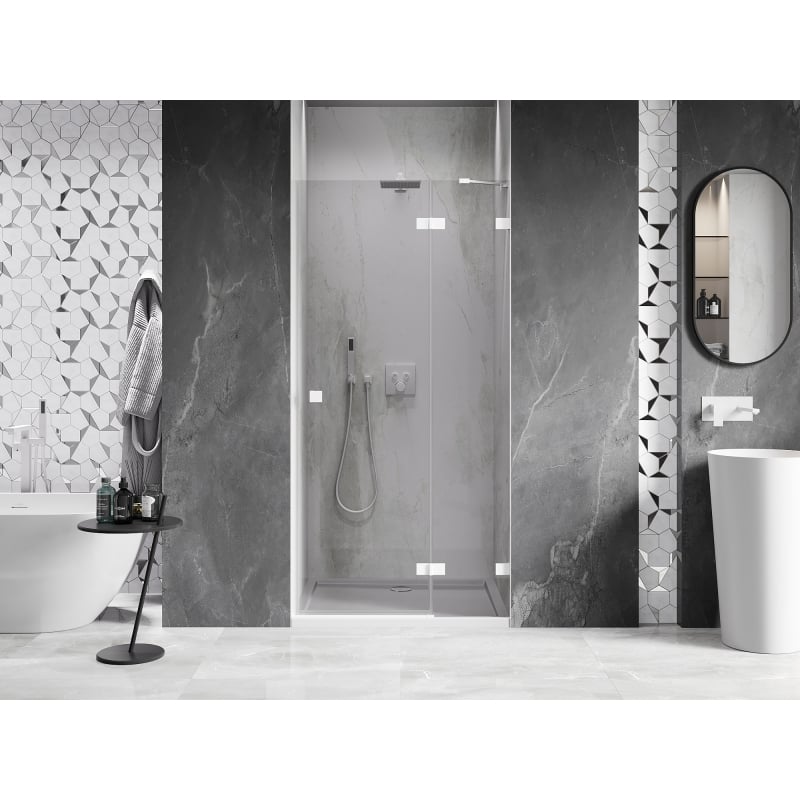Mexen Lunar Duschdrehtür rechts 75 cm, Transparent, Weiß - 834-075-000-20-00-P