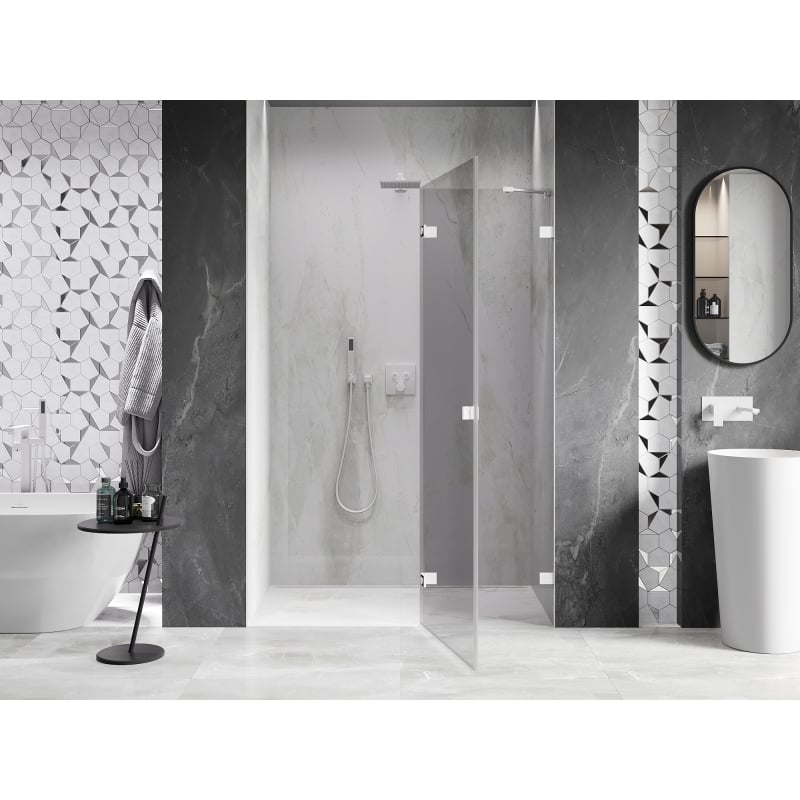 Mexen Lunar Duschdrehtür rechts 140 cm, transparent, weiß - 834-140-000-20-00-P