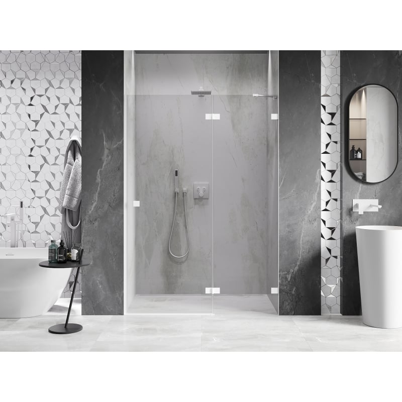 Mexen Lunar Duschdrehtür rechts 140 cm, transparent, weiß - 834-140-000-20-00-P