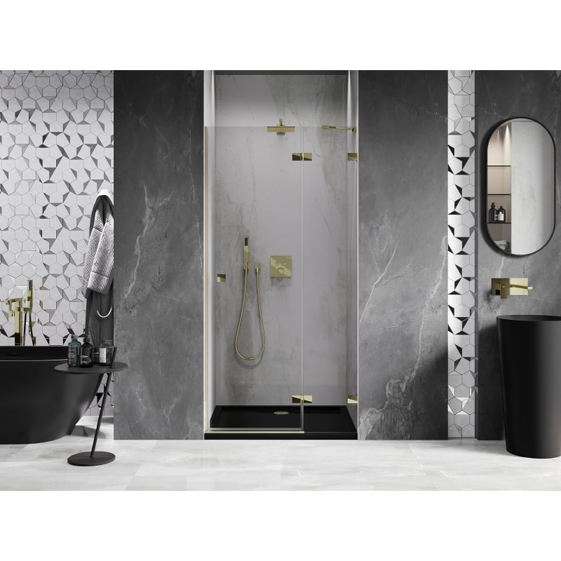 Mexen Lunar Duschflügeltür rechts 80 cm, transparent, gold - 834-080-000-50-00-P