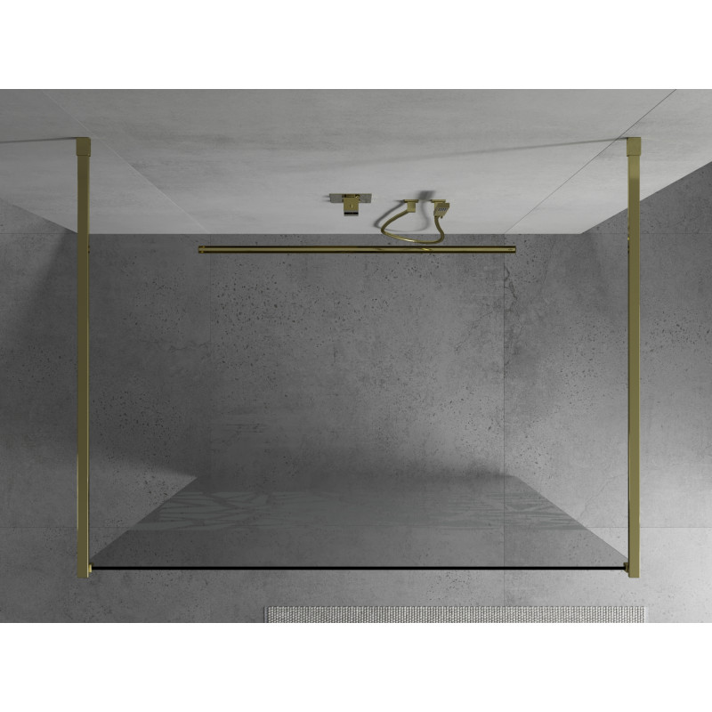 Mexen Kioto freistehende Duschwand 110 x 200 cm, weißes Muster 8 mm, gold - 800-110-002-50-85