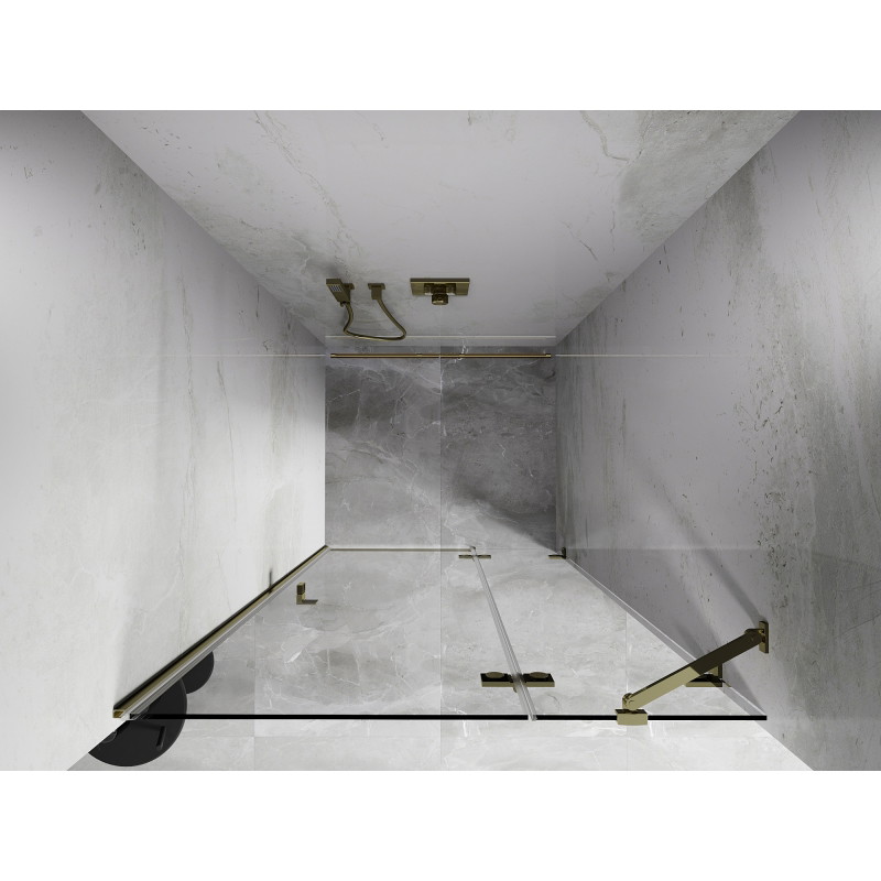 Mexen Lunar rechte, schwenkbare Duschtür 125 cm, transparent, gold - 834-125-000-50-00-P