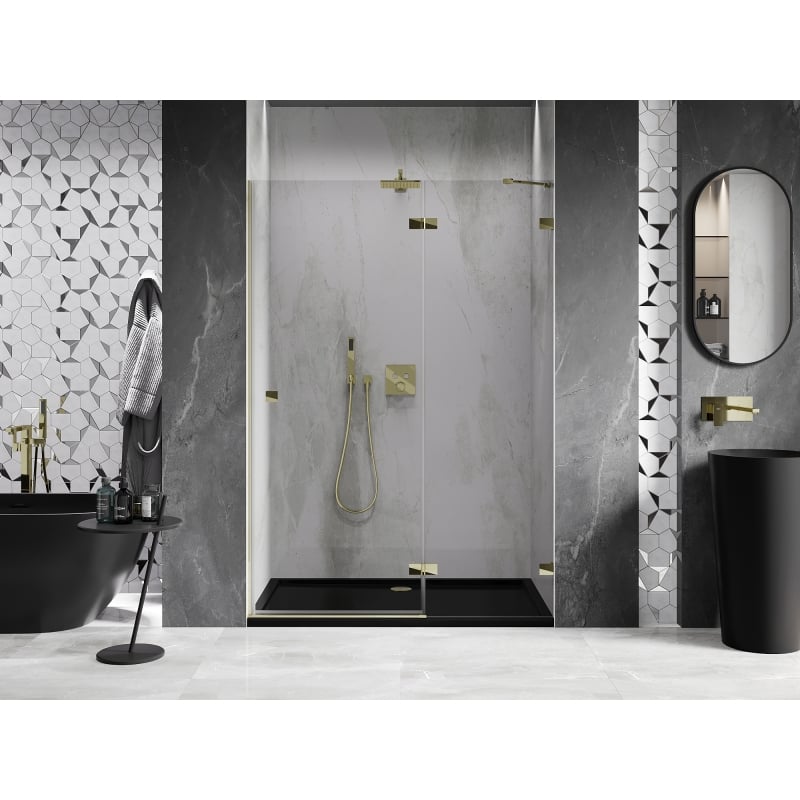 Mexen Lunar Duschdrehtür rechts 130 cm, transparent, gold - 834-130-000-50-00-P