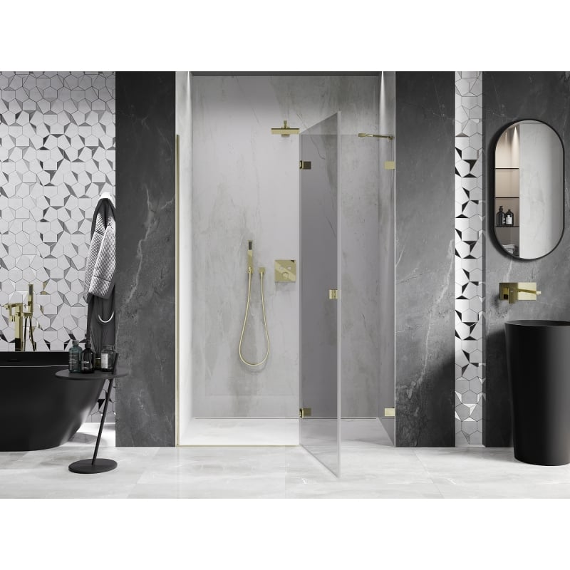 Mexen Lunar Duschdrehtür rechts 130 cm, transparent, gold - 834-130-000-50-00-P