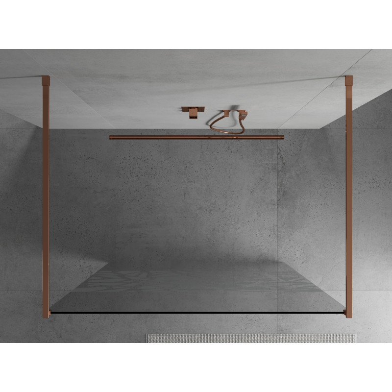 Mexen Kioto freistehende Duschwand 120 x 200 cm, weißes Muster 8 mm, Roségold - 800-120-002-60-85