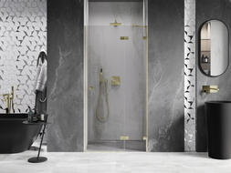 Mexen Lunar Duschdrehtür rechts 105 cm, transparent, gebürstetes Gold - 834-105-000-55-00-P