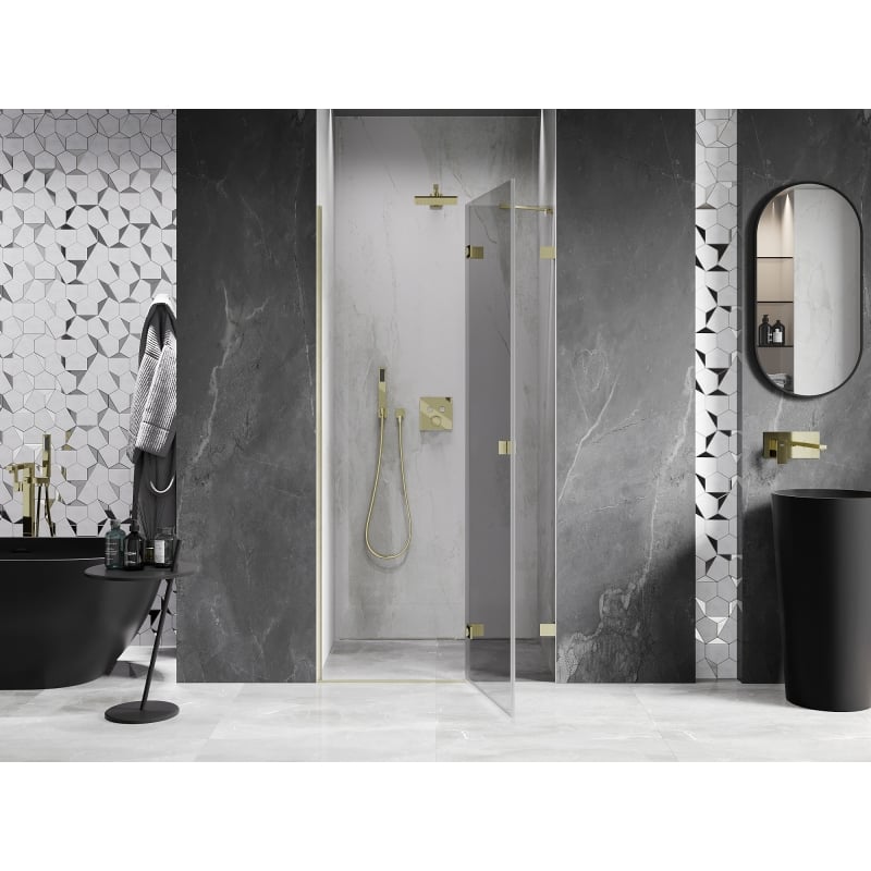 Mexen Lunar Duschdrehtür rechts 120 cm, transparent, gebürstetes Gold - 834-120-000-55-00-P
