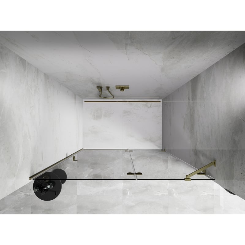 Mexen Lunar Duschdrehtür rechts 140 cm, transparent, gebürstetes Gold - 834-140-000-55-00-P