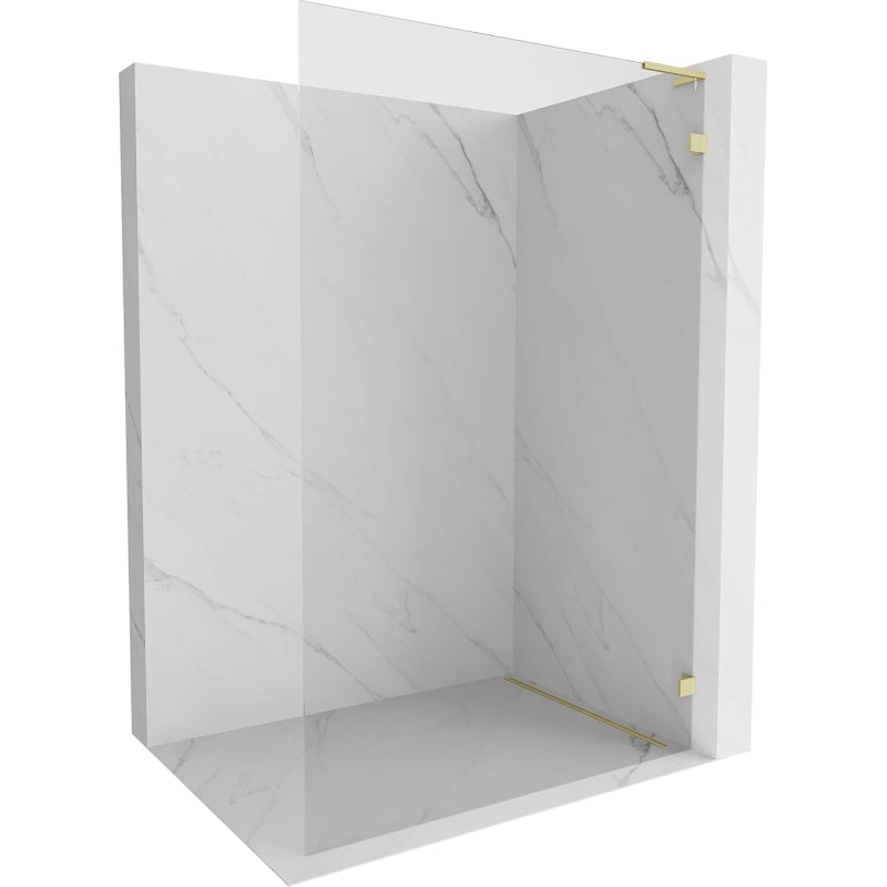 Mexen Lunar L Duschwand Walk-in rechts 100 x 200 cm, transparent 8 mm, gebürstetes Gold - 830L-100-000-55-00-P