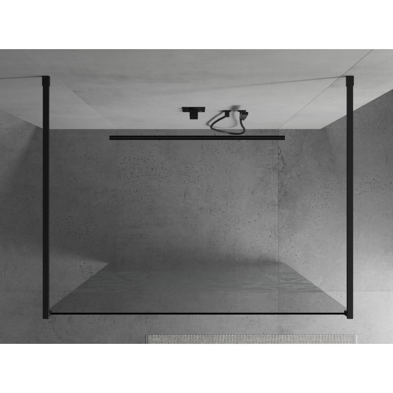 Mexen Kioto freistehende Duschwand 120 x 200 cm, weißes Muster 8 mm, schwarz - 800-120-002-70-85