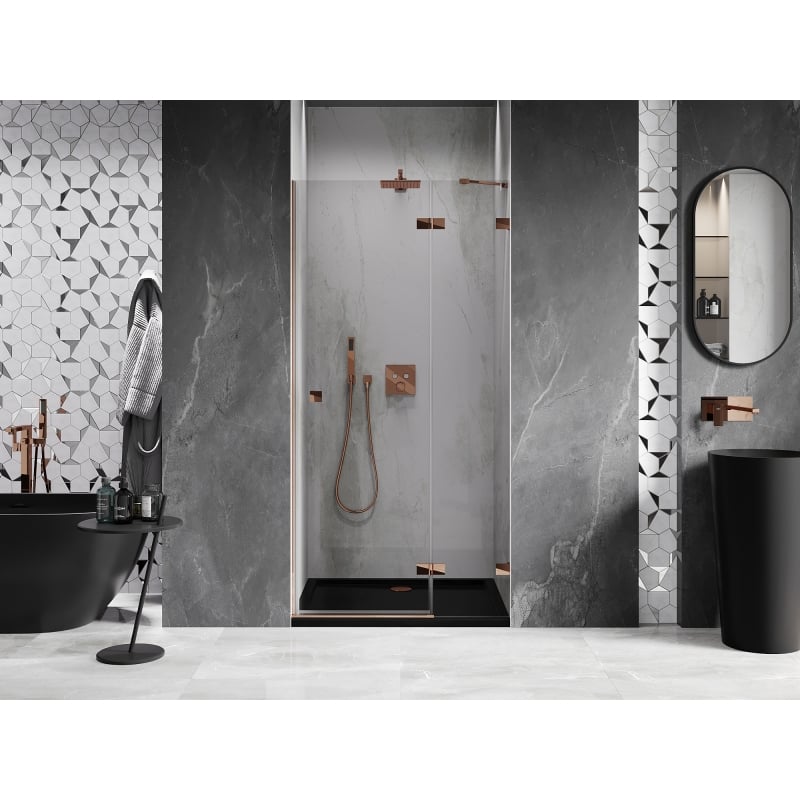 Mexen Lunar Duschpendeltür rechts 100 cm, transparent, Roségold - 834-100-000-60-00-P